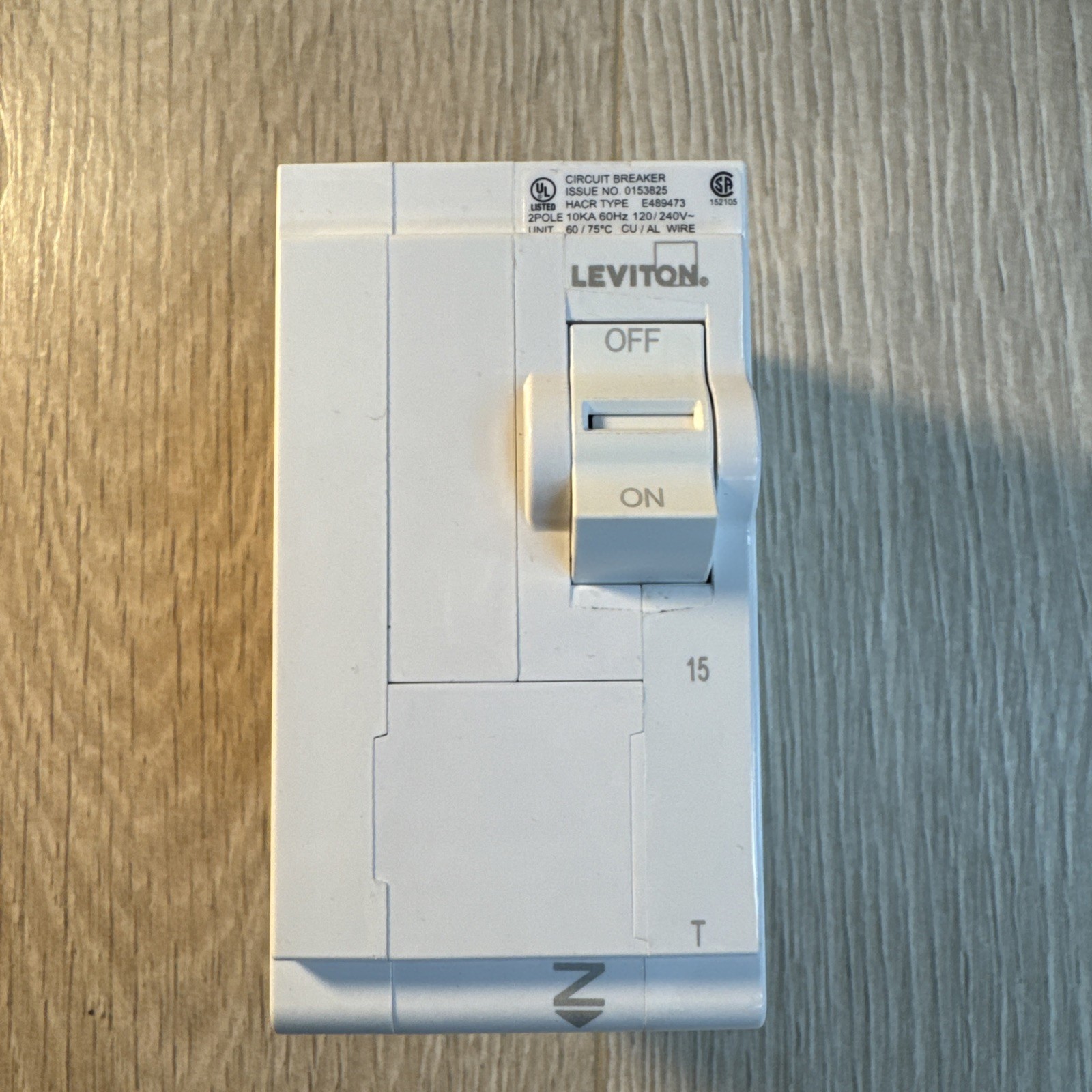 15A 2-Pole Plug-On Standard Branch Circuit Breaker, Thermal Magnetic, 120/240…