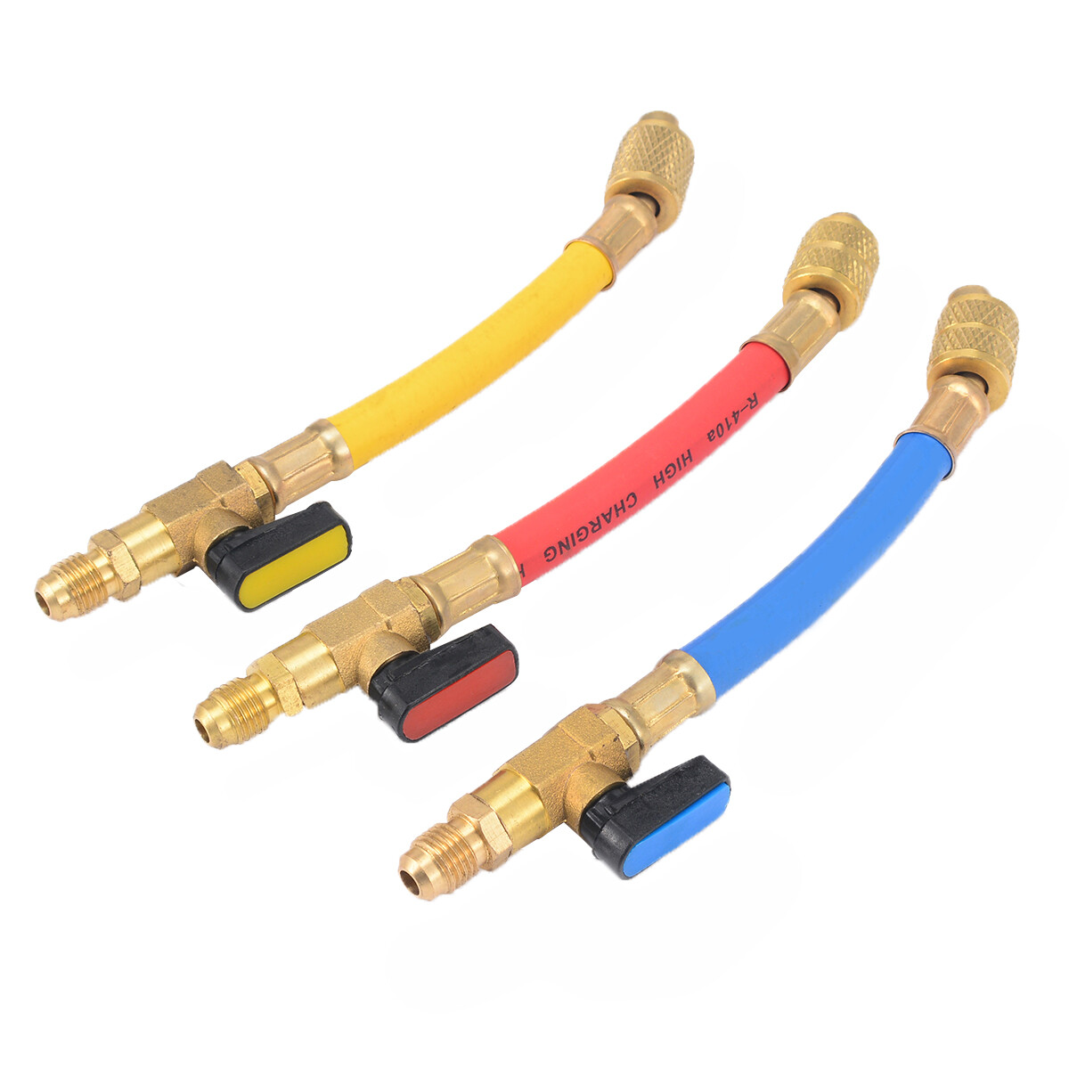 3Pcs Ball Valve R410A Short Charging Hoses HVAC AC Tool Kit 800PSI
