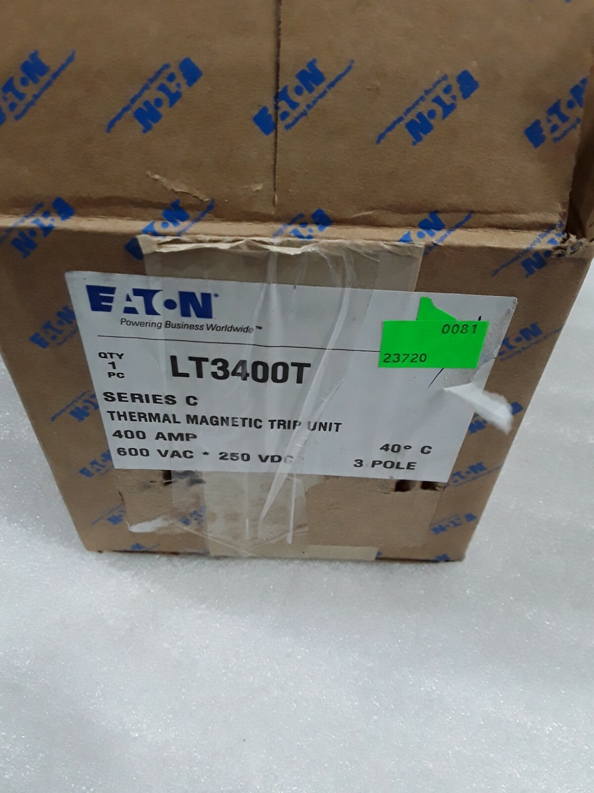 LT3400T CUTLER HAMMER TRIP UNIT ONLY TYPE LT 400AMP 3POLE 600VAC MAX NEW