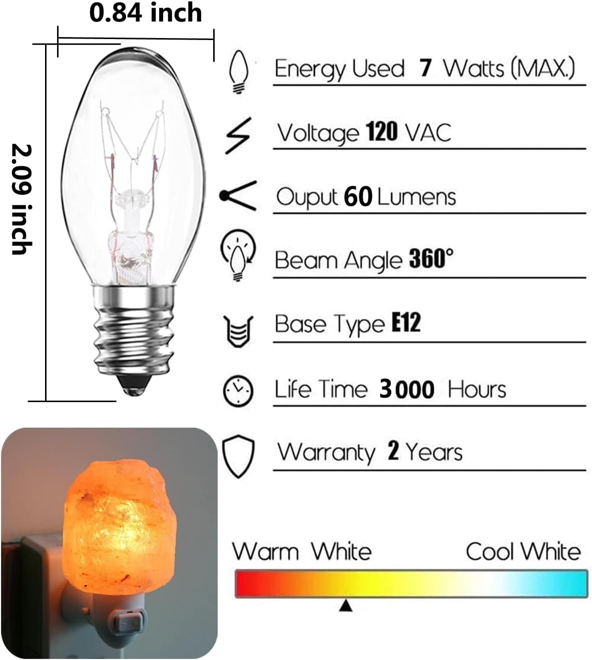 15-Pack Night Light Bulbs 7 Watt, 120V E12 C7 Small Light Bulb for Plug-in Hi