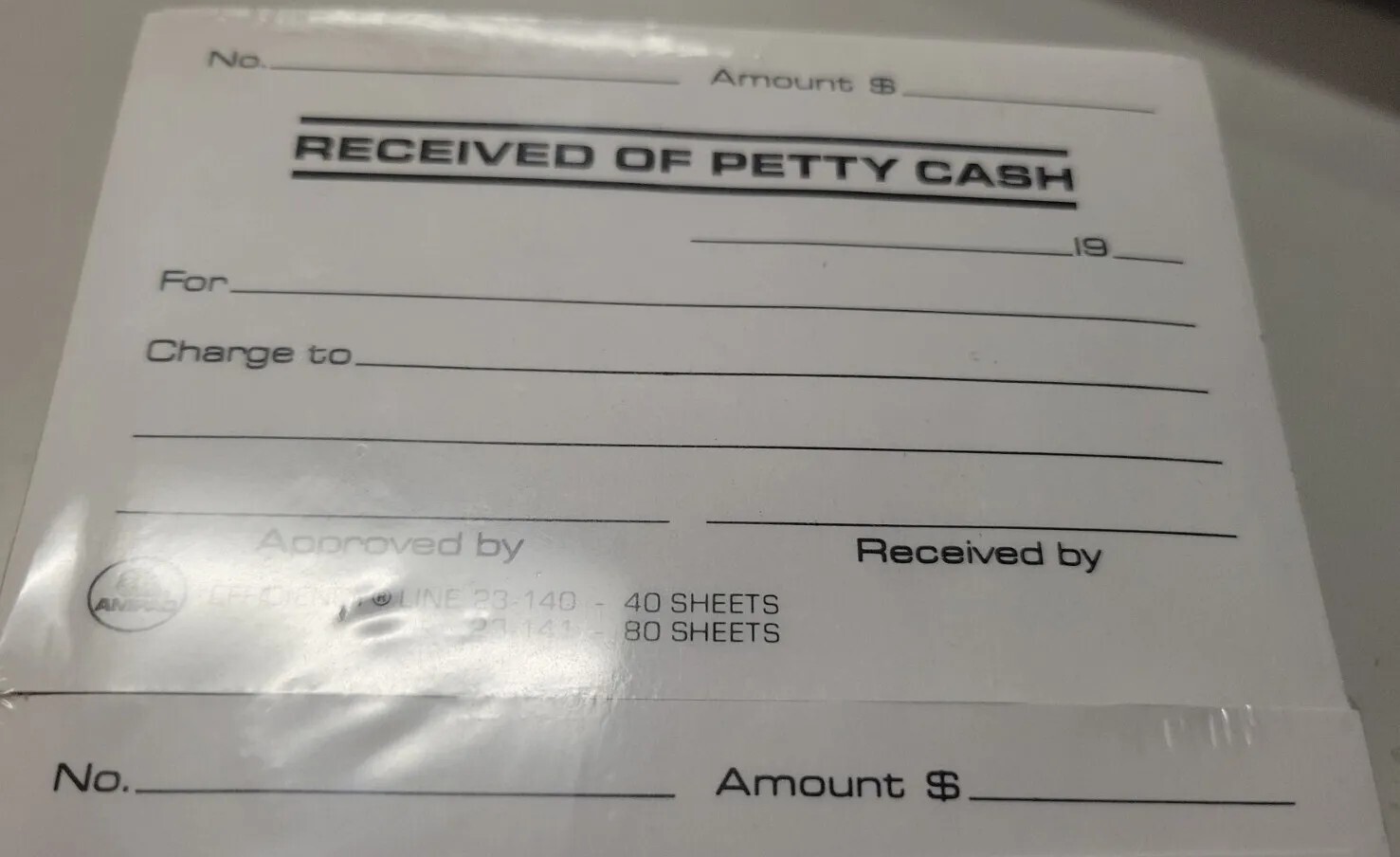 Ampad 23-141 Petty Cash Receipt Pad 3 x 4-3/4 Inches 80 Sheets per Pad Pk of 12