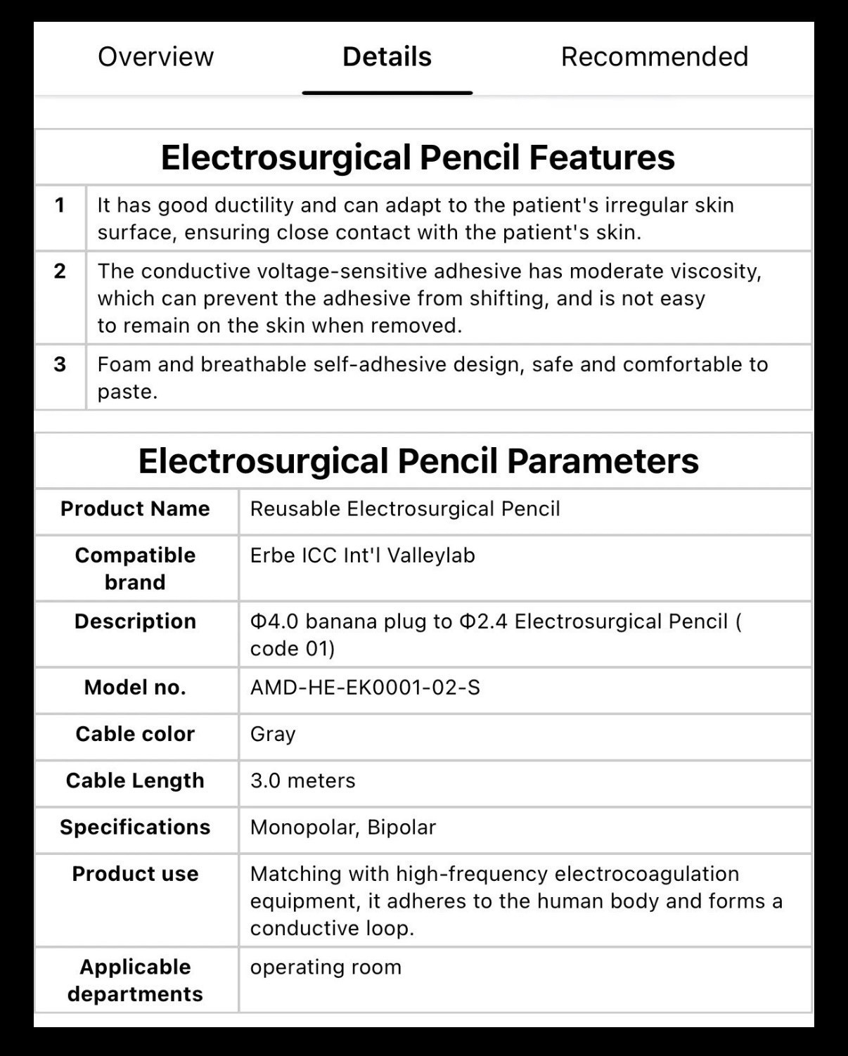 Electrosurgical Pencil Hand (cut or coag) Control (Amydi-med) similar to Bovie