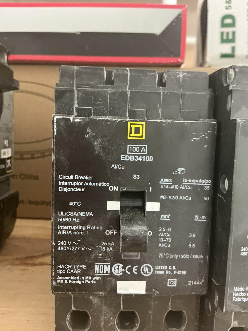 Square D EDB34125 125 Amp 3 Pole Circuit Breaker