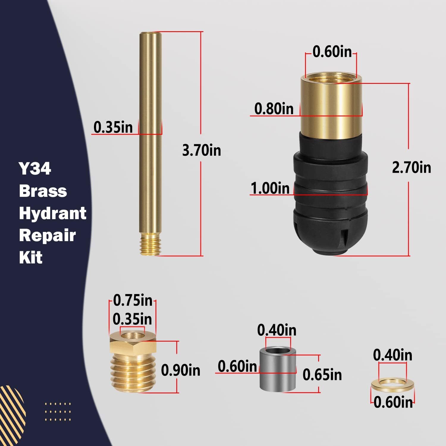 For Woodford RK-Y34 Iowa Yard Hydrant Repair Kit Y34LL-8 Y34-1 Y34-3 Y34-6-HN