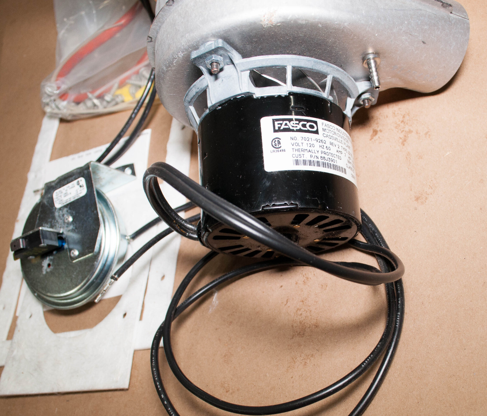 Lennox 11K95 Pressure Switch FS6746-1802 Motor 7021-9262 Kit