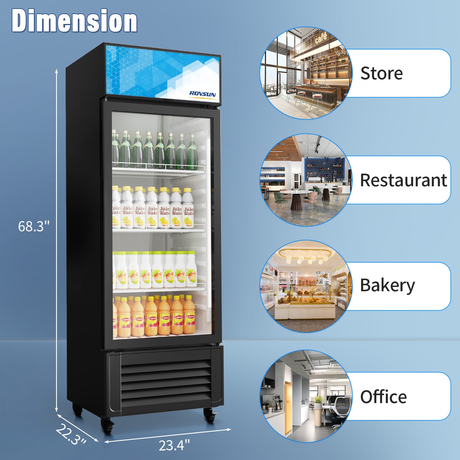 10 Cu.Ft. Commercial One Glass Door Display Upright Beverage Refrigerator Cooler