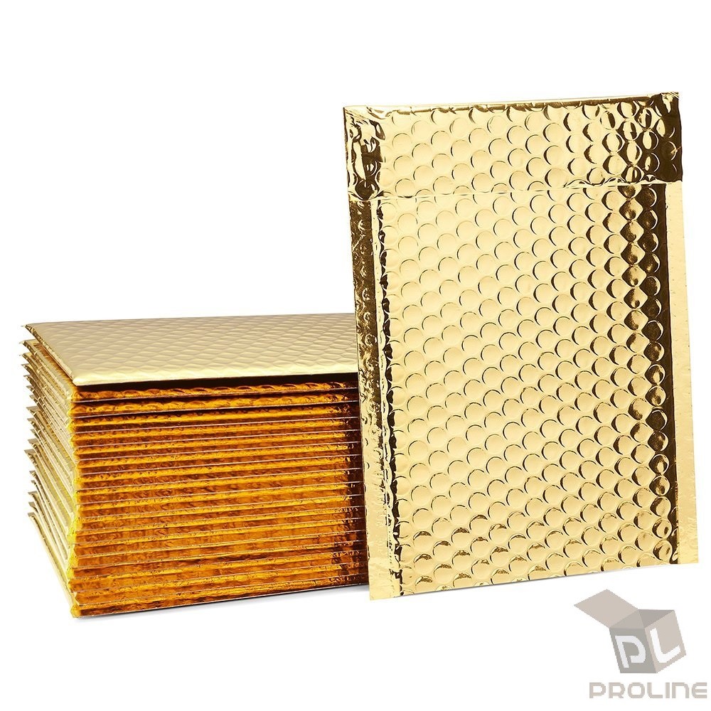 100 Extra Wide #0 Metallic Gold Poly Bubble Mailers 7×10 (Inner 6.625×9.25)