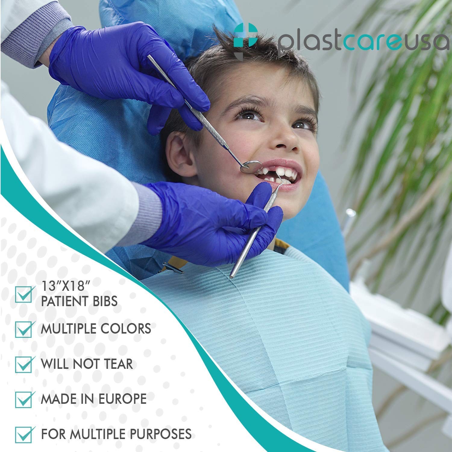 PlastCare USA Disposable Dental Bibs 13″x18″ – 3 50 Count (Pack of 1), Black