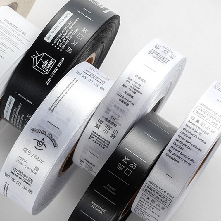 Slit edge satin wash care label white 25mm x 200m (1″ x 656′) approximate 1000
