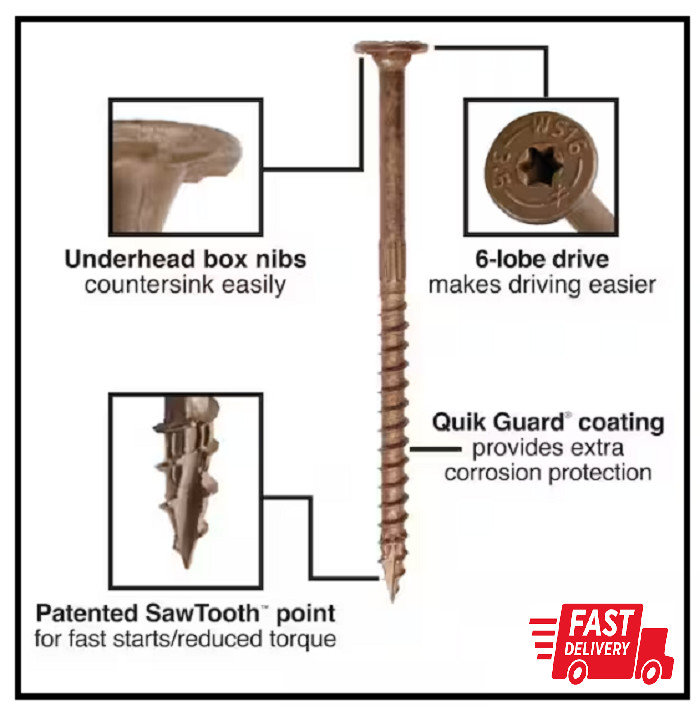 0.160 In. X 3-1/2 In. 6-lobe T25, Low Profile Head, Strong-drive Sdws Framing