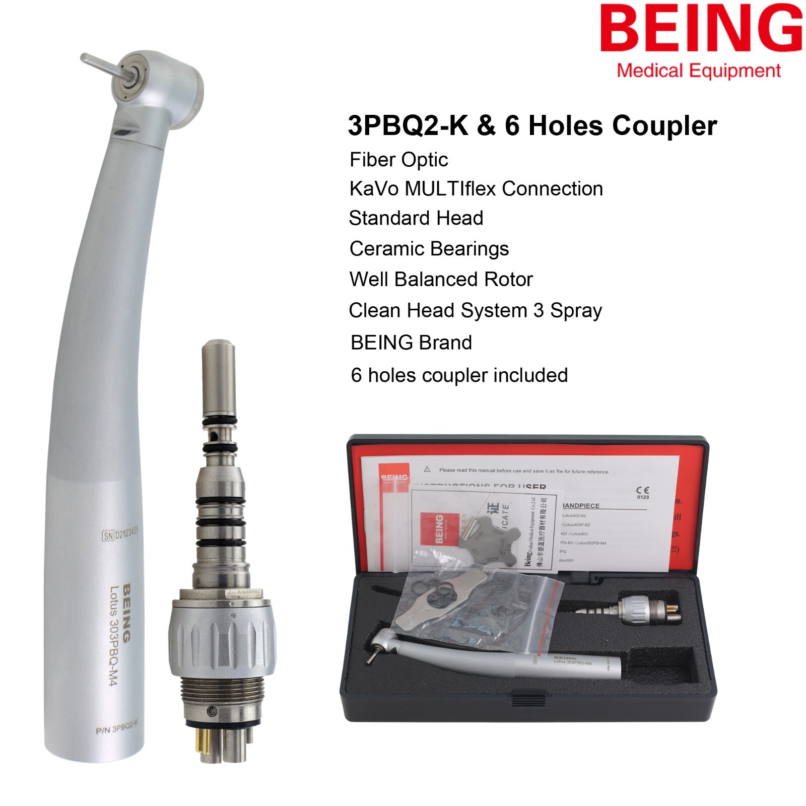 COXO Dental Turbine High Speed Handpiece Fiber Optic Mini KAVO Multiflex Coupler