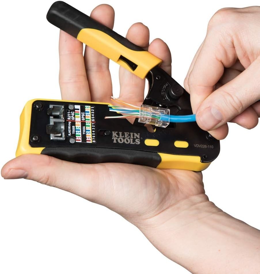 Data Cable Crimper Wire Stripper Cutter for RJ11 RJ12 RJ45 Pass-Thru Connectors
