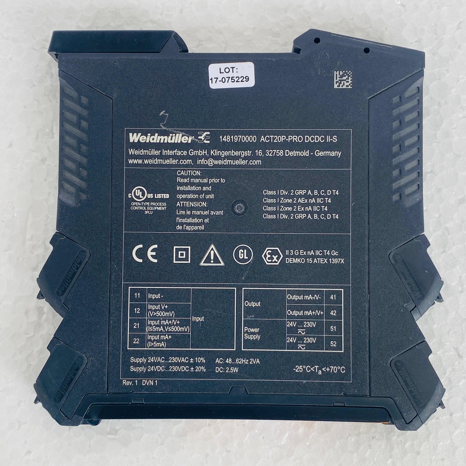Weidmuller 1481970000 ACT20P-PRO DCDC II-S Signal Converter