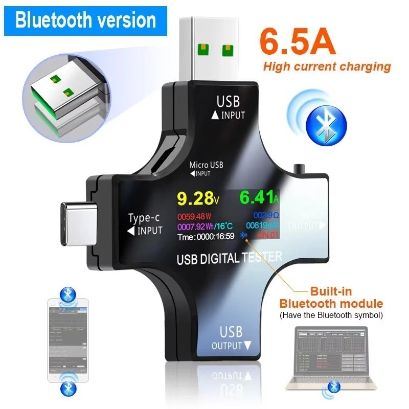Type C USB Tester PD Voltmeter Ammeter Bluetooth Power Charger Capacity Meter