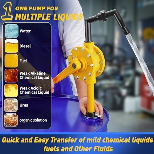 15-55 Gallon Drum Pump, 10 GPM Flow, Corrosion-Resistant Chemical Liquid Pump, H