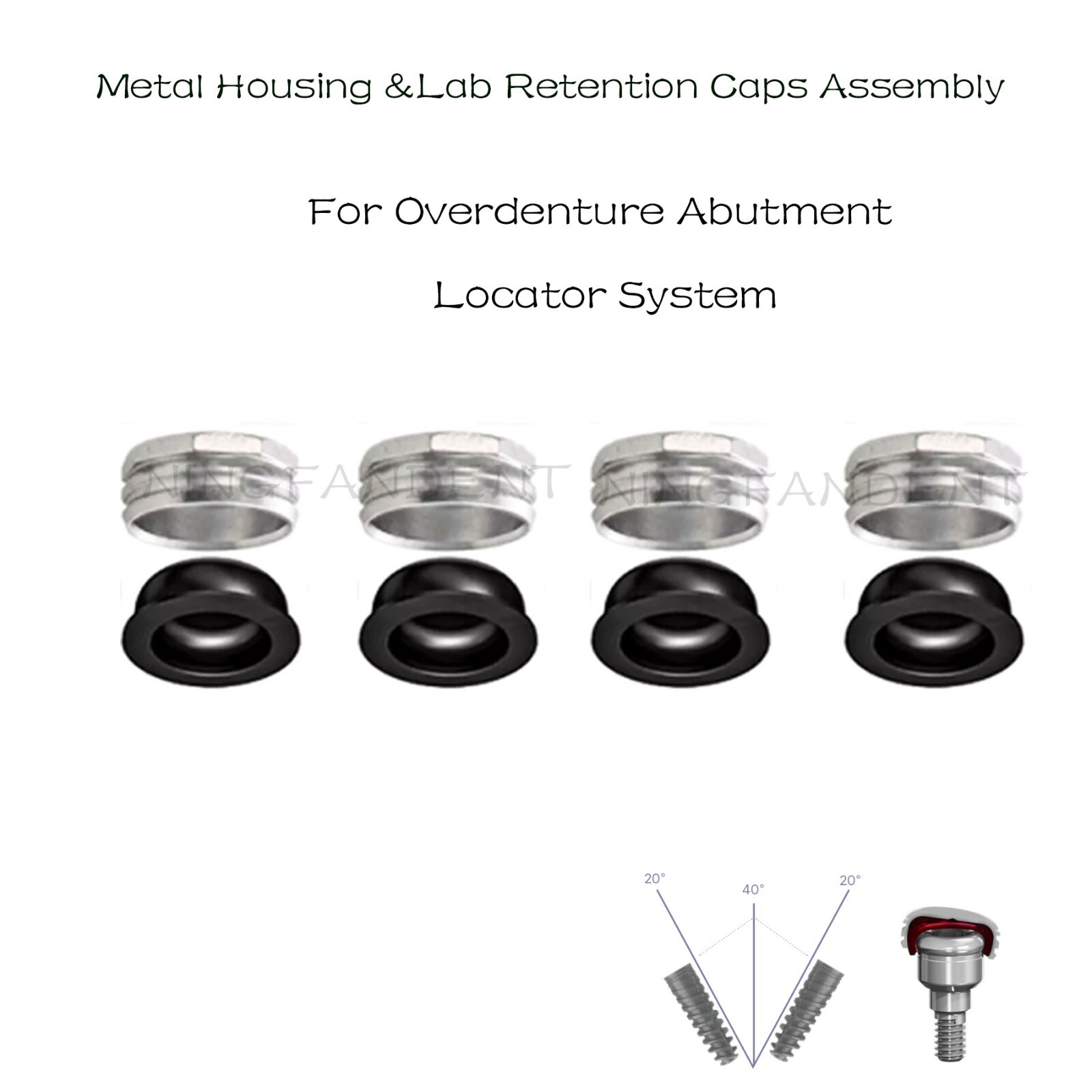 US Dental Locator Overdenture Abutment Retention Cap Male caps Inserts set