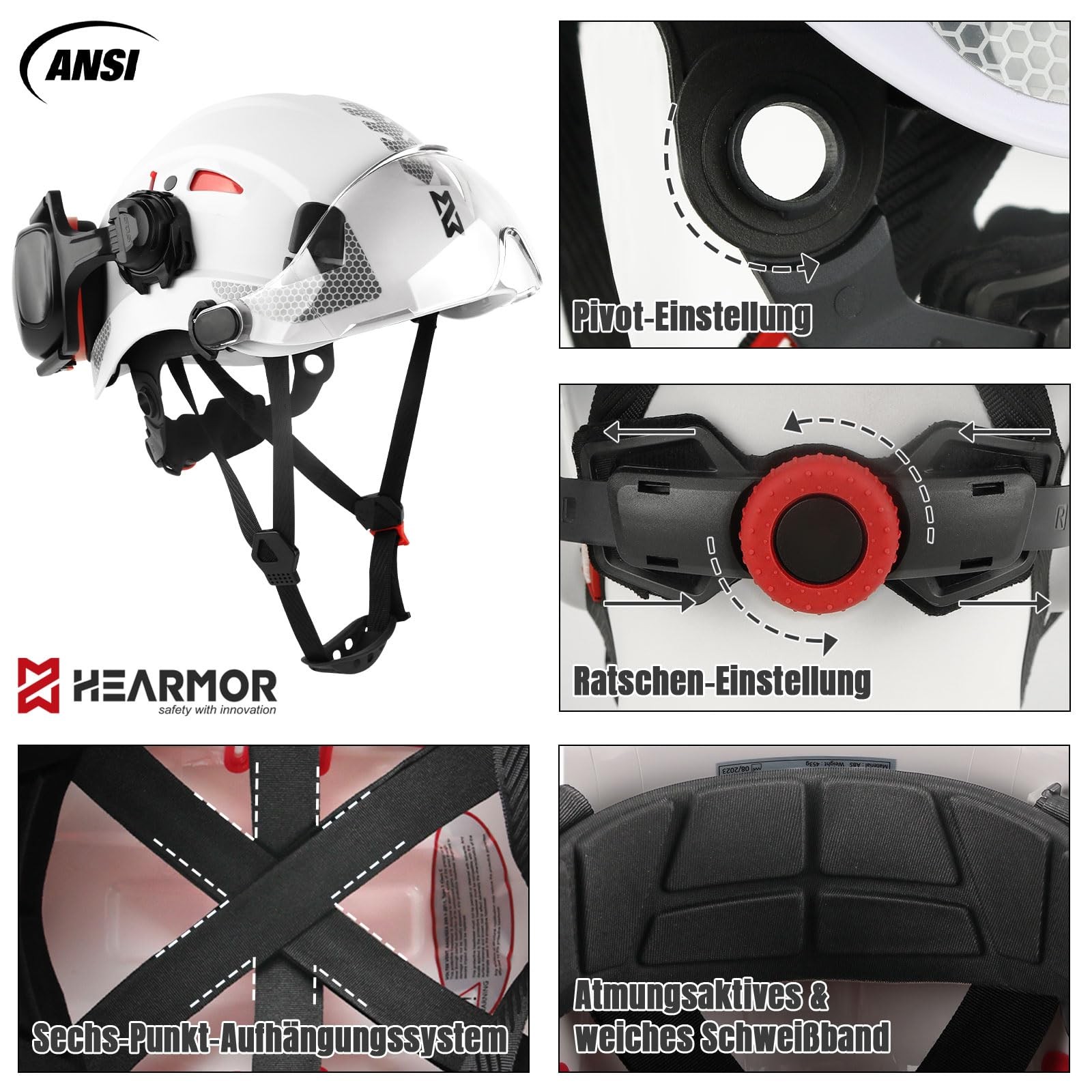 Safety Helmet with Hearing Protection and Visor, EN 397 Certified Ventilated Work…