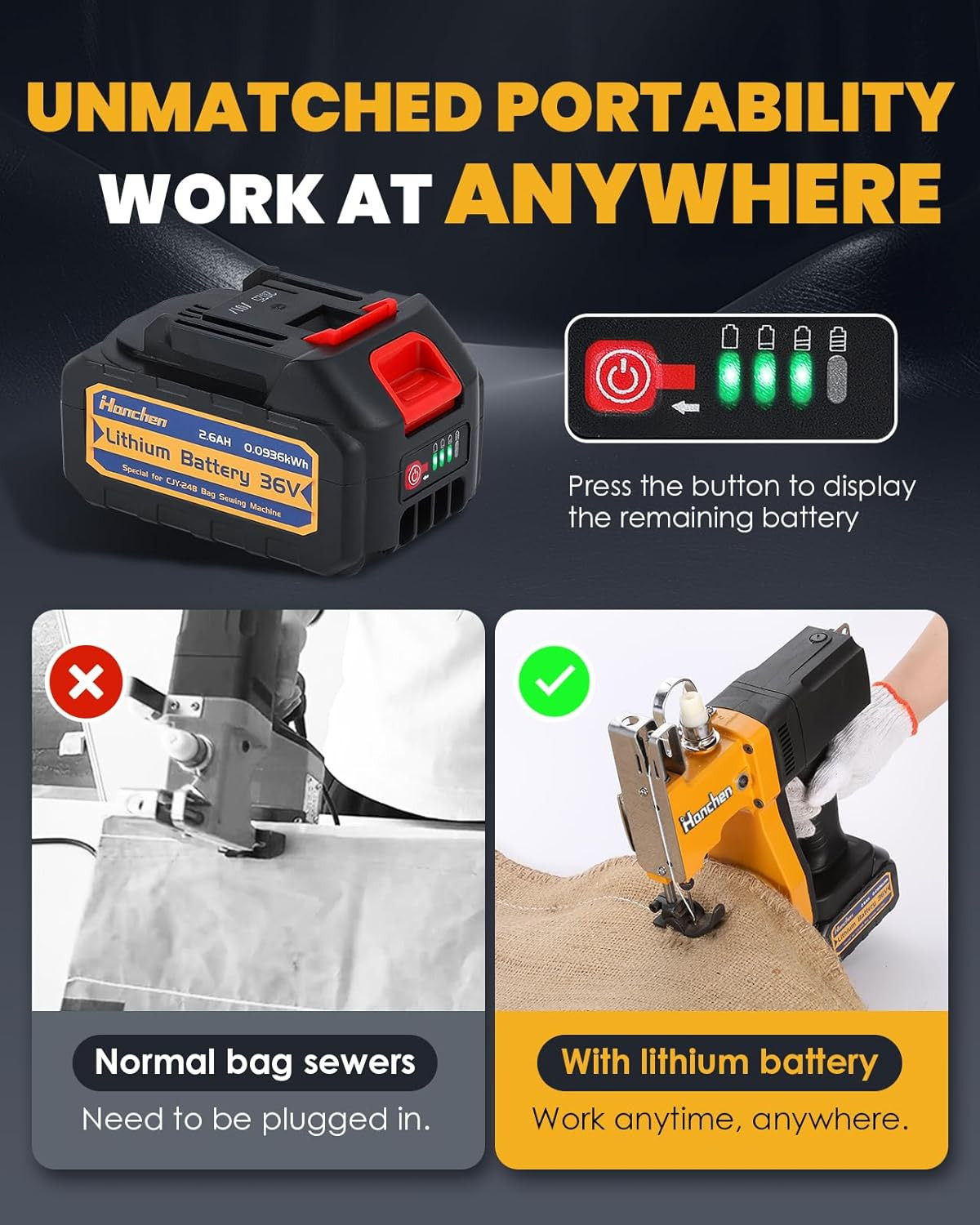 Cordless Bag Sewing Machine Battery Powered Bag Sealing Machine High Speed Bag C