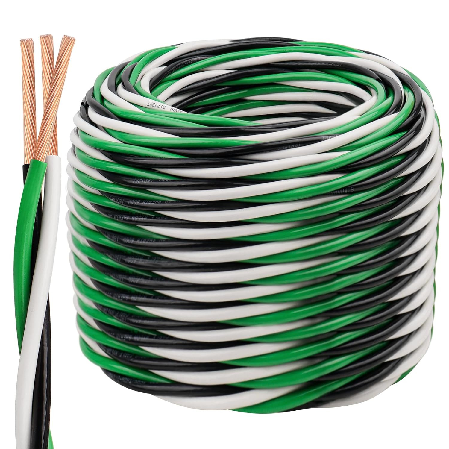 12 AWG THHN Wire 50FT 3-Color Set (Black/White/Green) – Stranded Copper, Pre-Twi