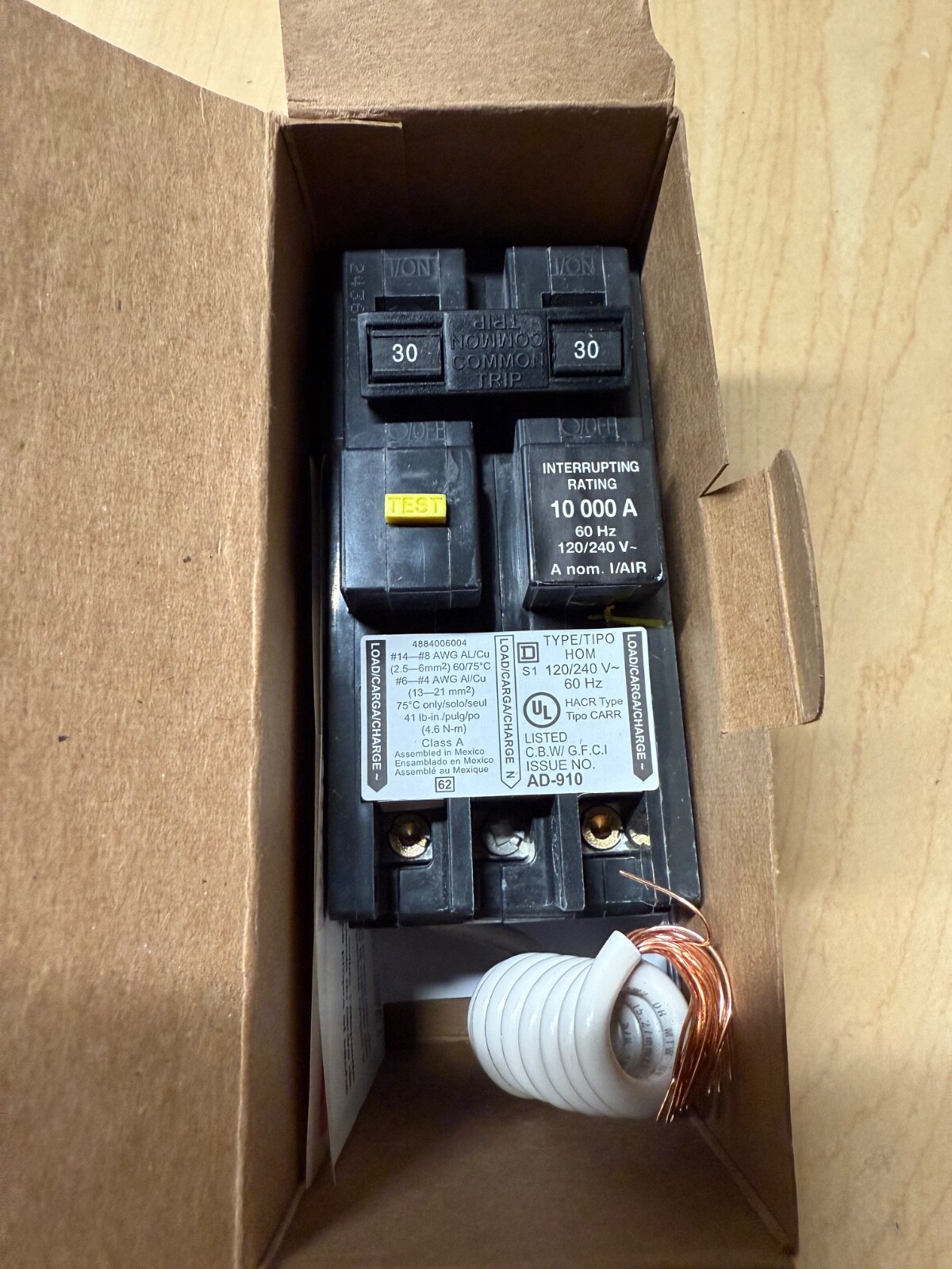 SQUARE D HOMELINE HOM230GFIC HOM230GFI 2-POLE 30A GFCI BREAKER NEW IN PACKAGE