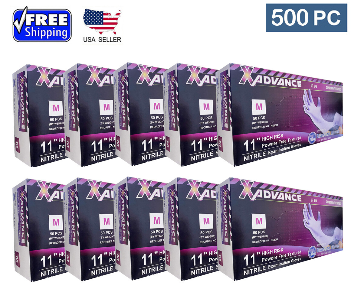DIAMOND Blue Nitrile Disposable Exam Gloves, 8 Mil, Case of 500 (S-M-L-XL-XXL)