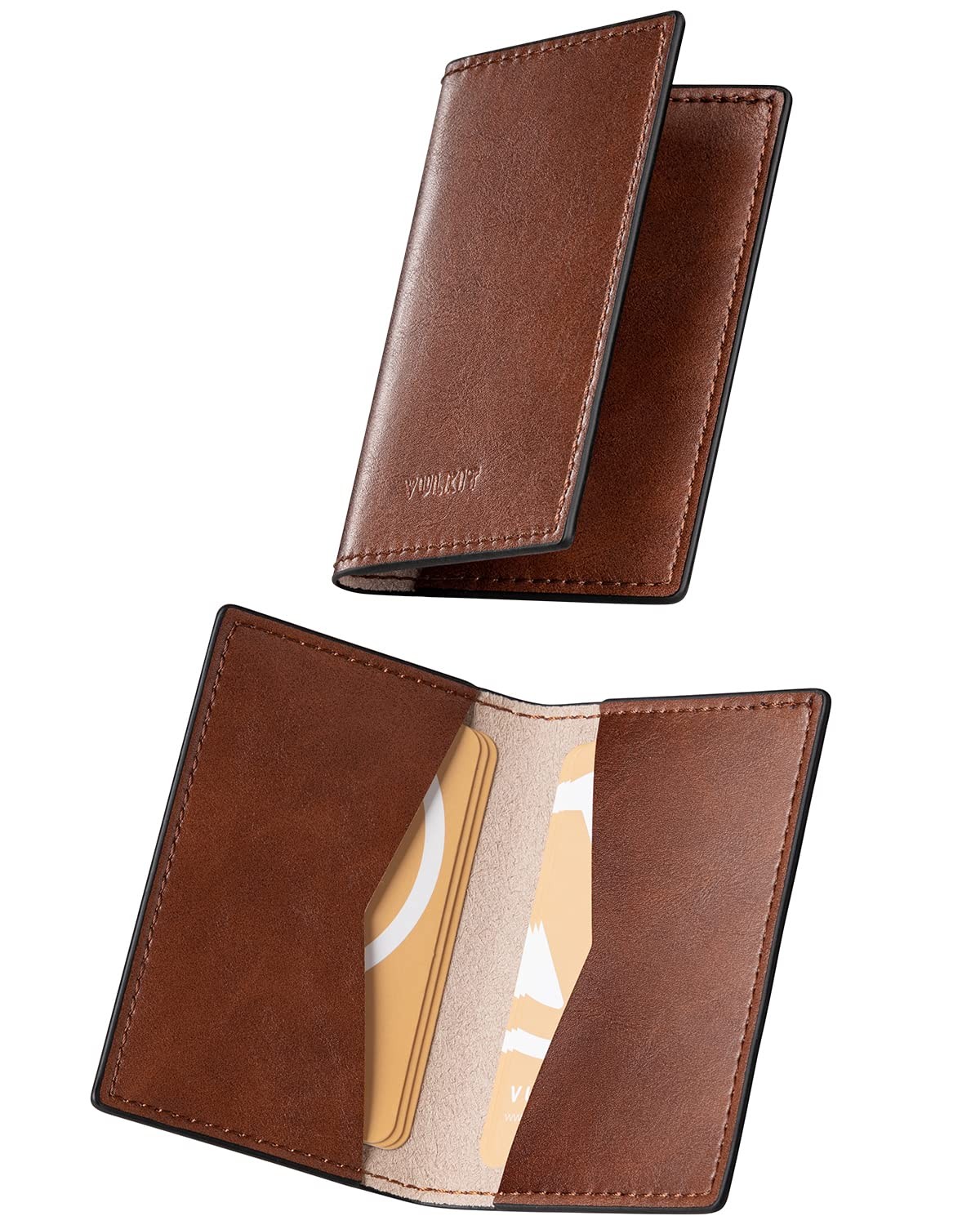 VULKIT Leather Business Card Holder 2 Sided Slim Business Name Card Organizer fo