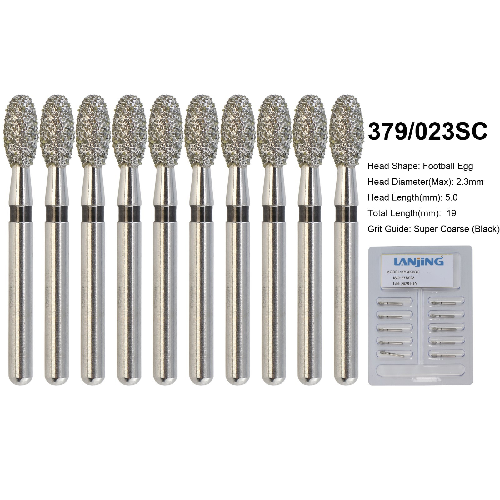 Dental Diamond Burs FG Round End Taper 856 850 Football 368/023 379 High Speed
