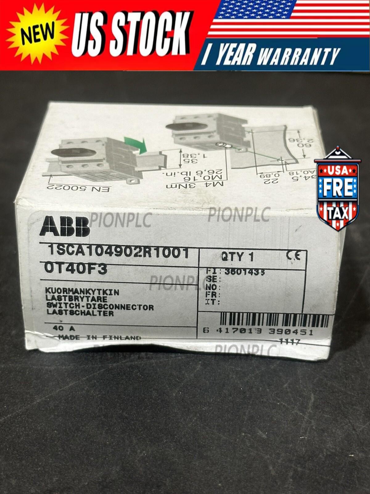 New ABB OT40F3 1SCA104902R1001 40A Disconnector Free Shipping