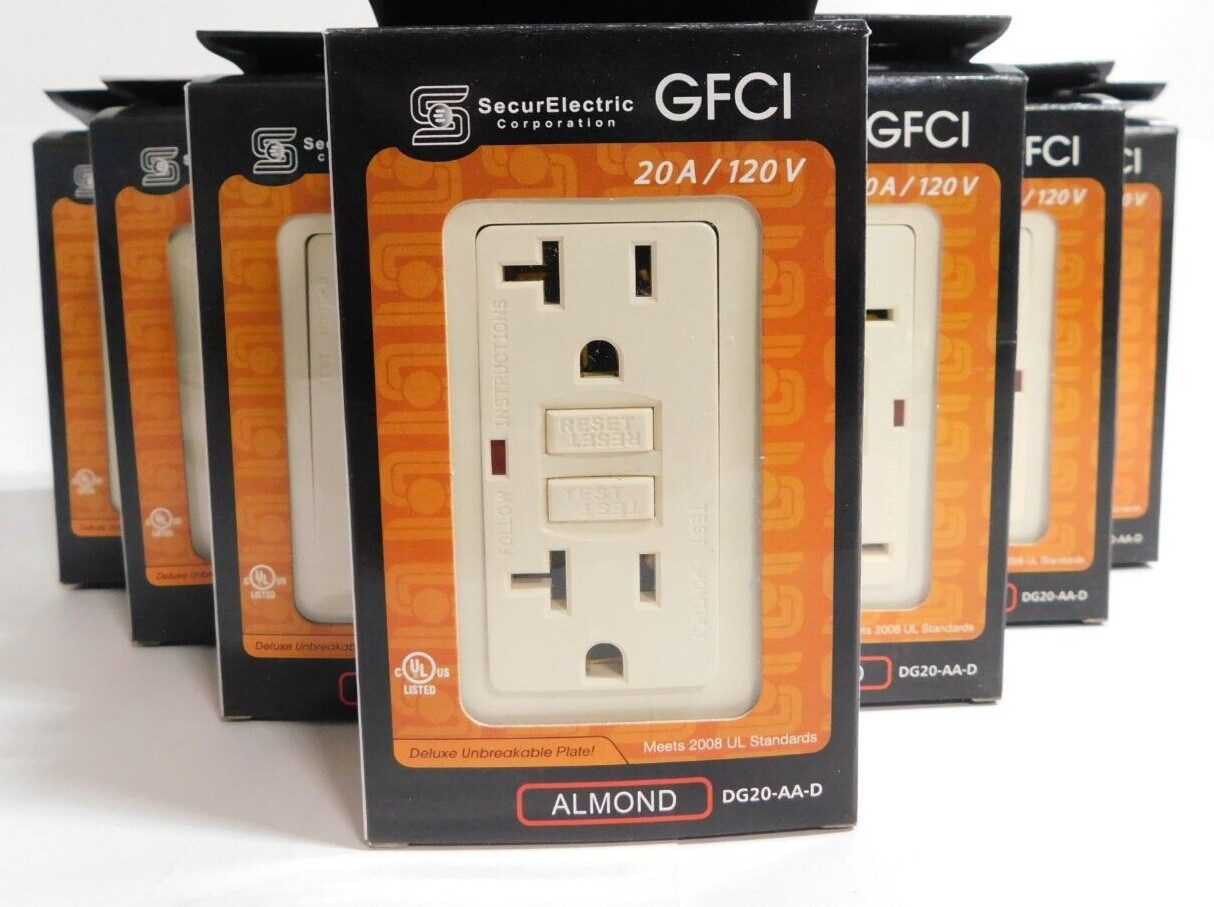 (10-Pack) Tollea Tamper Resist GFCI Outlet Receptacle 20A Almond with Wall Plate