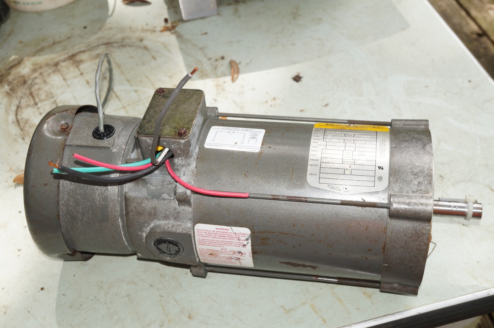 BALDOR DC Motor 3/4 HP, 180V, 1750 RPM, IEFC, PM3428P, 34-6751-394661, 5/8 Shaft