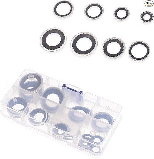 30 PCS Air Conditioning Compressor Gasket, Multiple Specification Color: Black