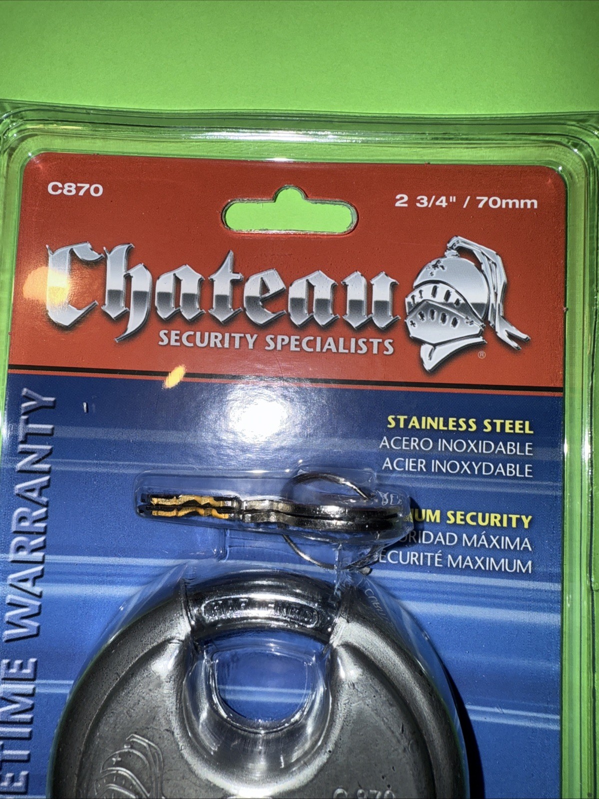 Round Disc LOCK Padlock 2 Keyed Alike keys Stainless Steel 2 (2 3/4″) 5-Pin