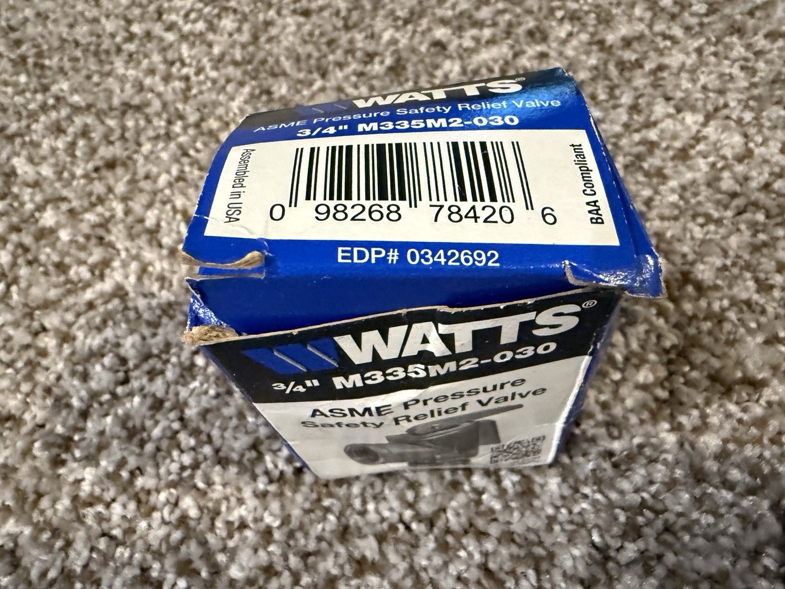 WATTS 3/4″ Brass Pressure Safety Relief Valve M335M2-030 NEW