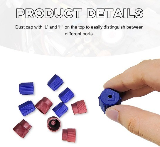 10-Piece 13mm & 16mm AC Service Port Caps, High & Low Pressure Valve Dust Covers