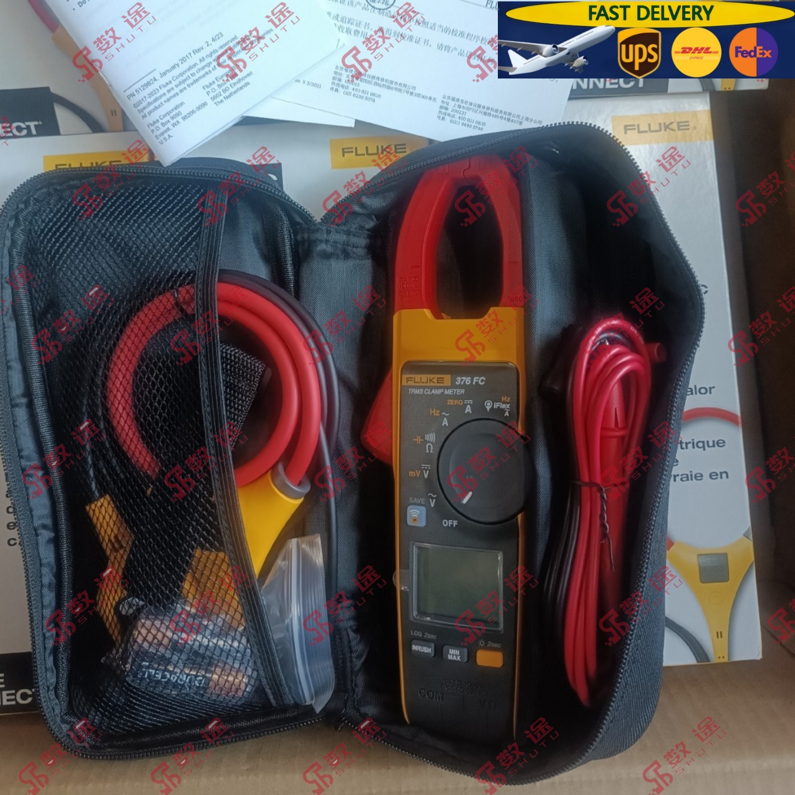 Fluke 376 FC True-RMS AC/DC Volt Ohm Amp Clamp Meter WIFI Connection With iFlex#