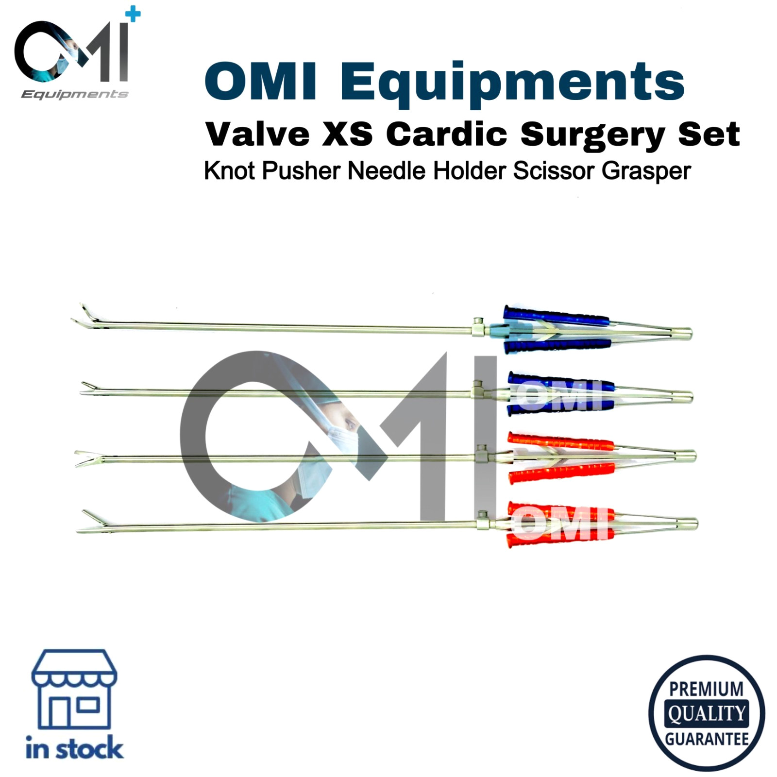 Valve XS MICS Knot Pusher, Scissors, Forceps & Needle Holder Set Cardiac Surgery