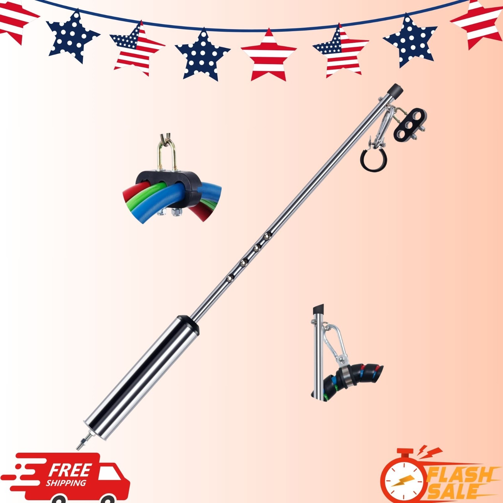 NEW 40in Swivel Pogo Stick Semi Truck Air Brake Cord Holder Stainless Steel