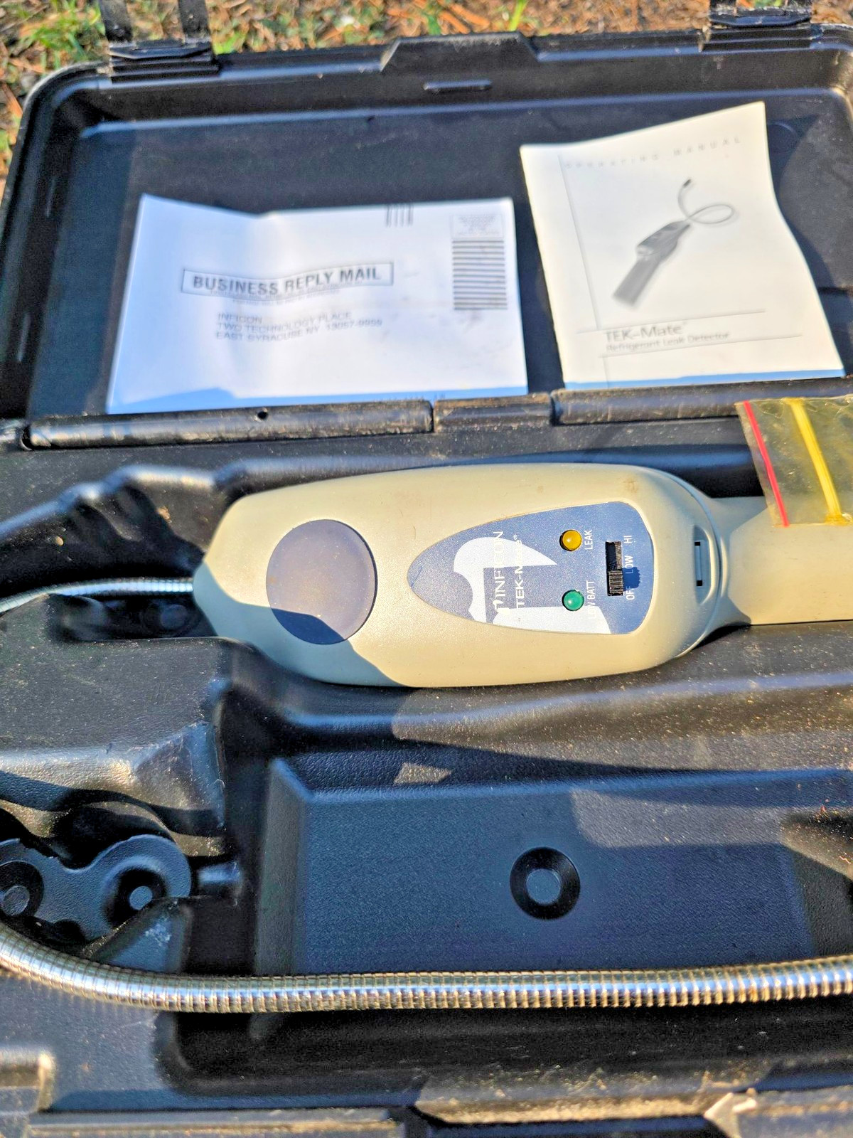 INFICON TEK-Mate Refrigerant Leak Detector Kit Case Manual Flexible Probe Used