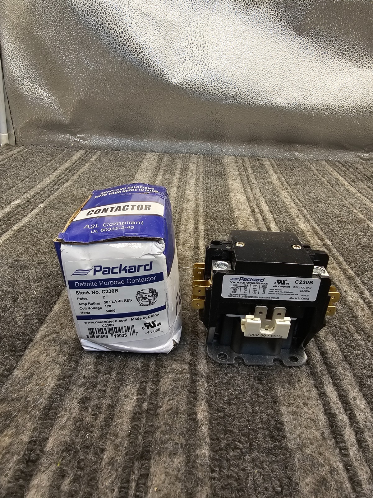 Packard C230B 2-Pole Definite Purpose Contactor 30Amp FLA, 40Amp Res, 120V AC