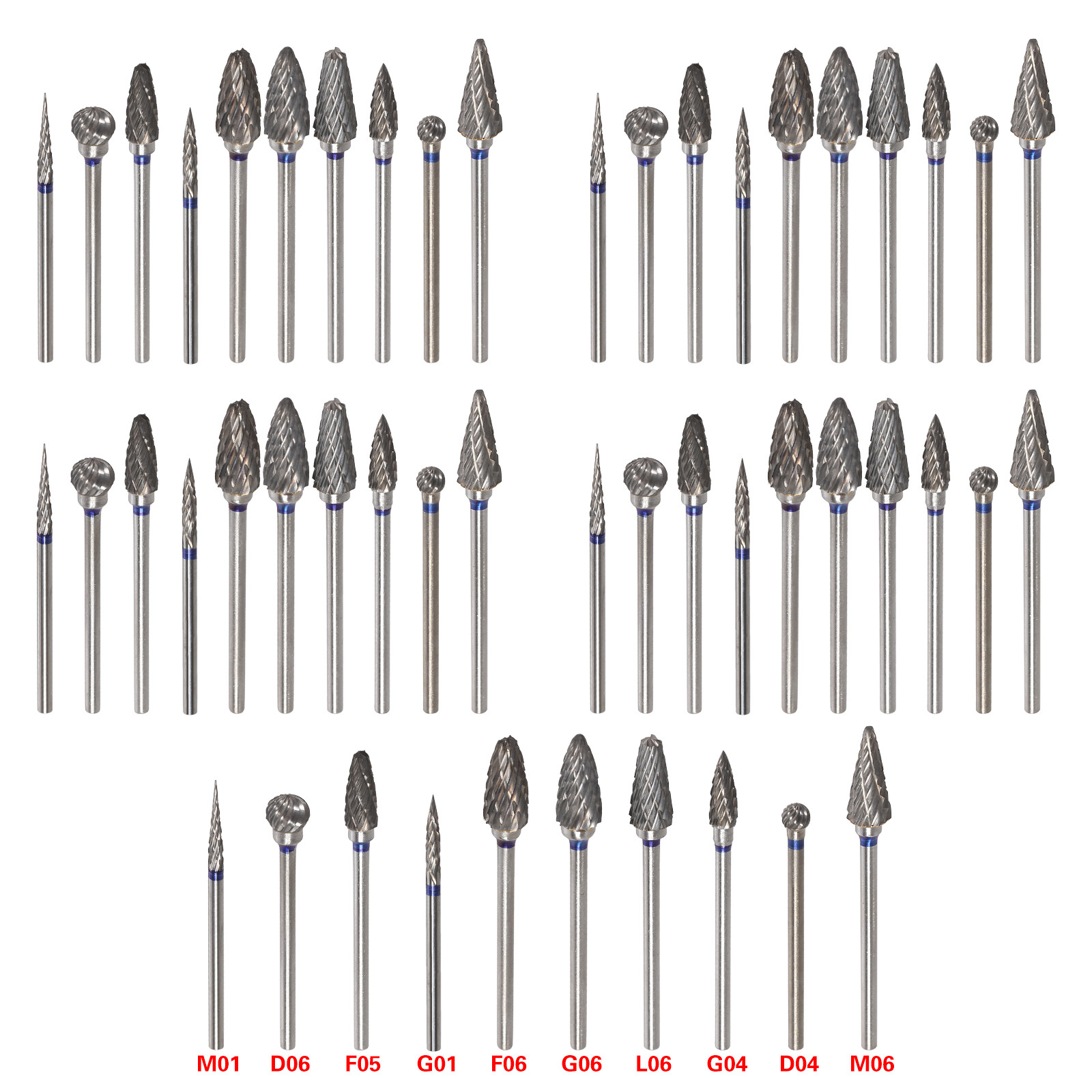 10-100pcs Tungsten Carbide Dental Acrylic Bur Drill Coarse Cutter 2.35mm Shank