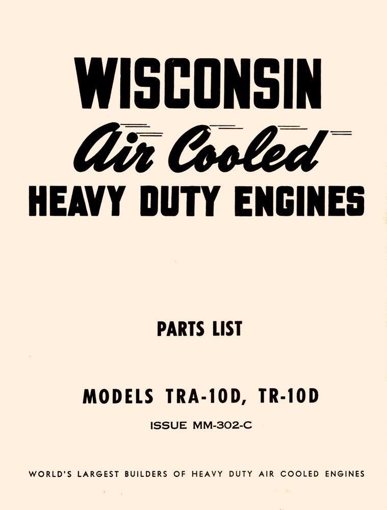 WISCONSIN TRA-10D TR10D Air Cooled Engine Parts Manual