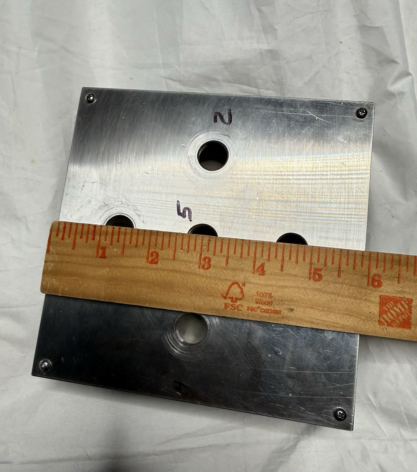 Custom Machined Aluminum 5-Port Manifold Fixture Plate Industrial Test Block 6in