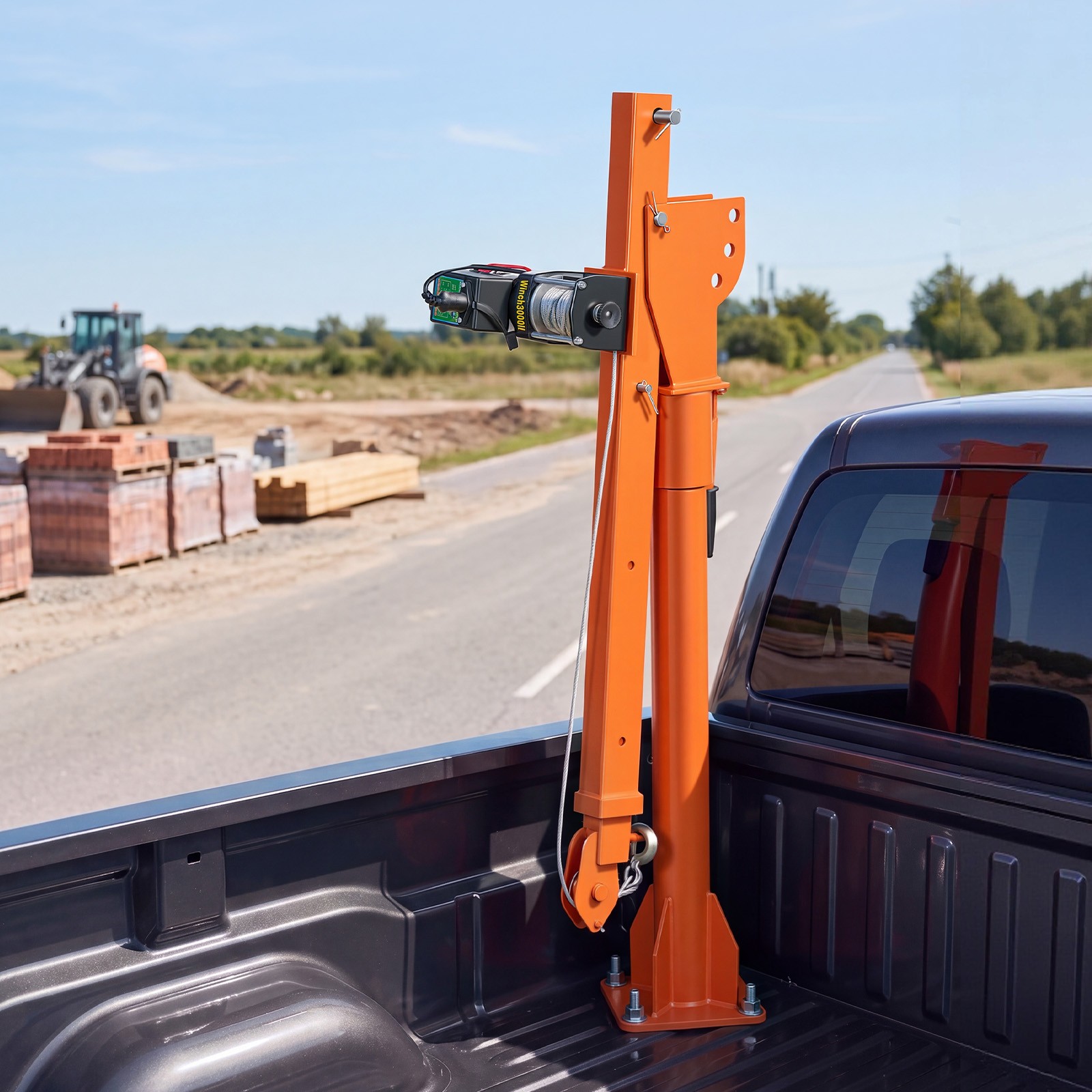 VEVOR Electric Pickup Truck Crane 1100 lbs Winch Steel Foldable Lumber Lifting