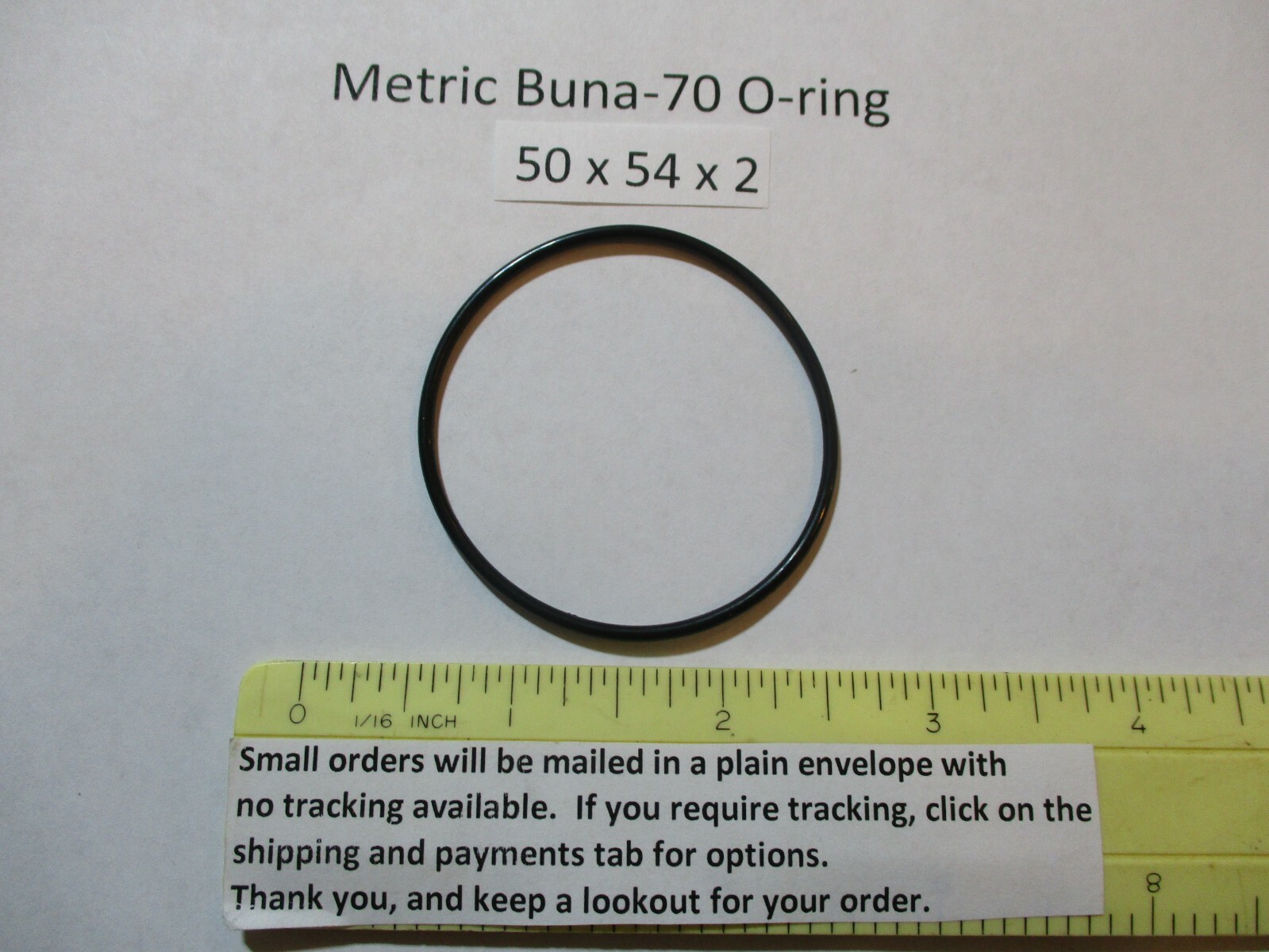 50mm ID x 54mm OD x 2mm thick O-ring. Buna-70. Quan 1.
