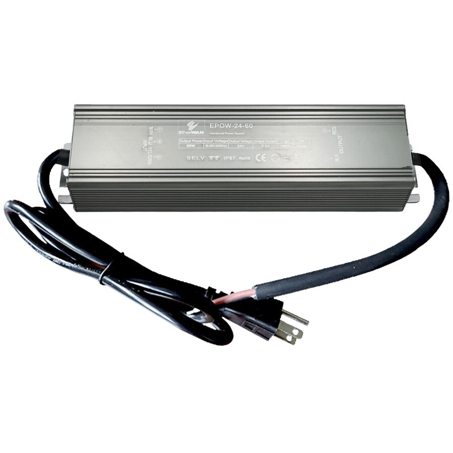ETHERWAN – EPOW-24-60 Hardened Power Supply 60W 24VDC, 100-277 VAC Input US Plug