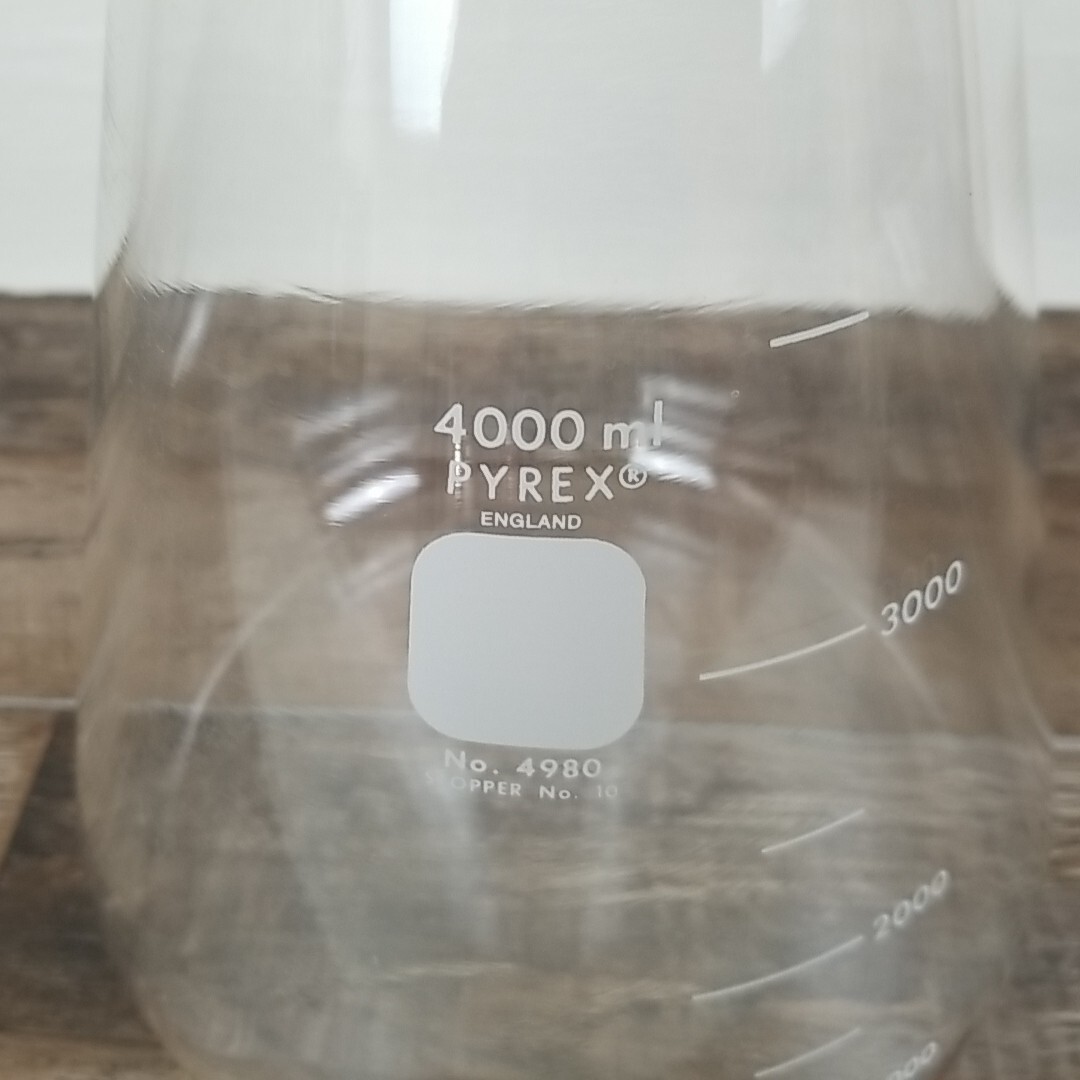 Laboratory Glass Flask Pyrex 4000ml Erlenmeyer Flask Heavy Rim Large/ England