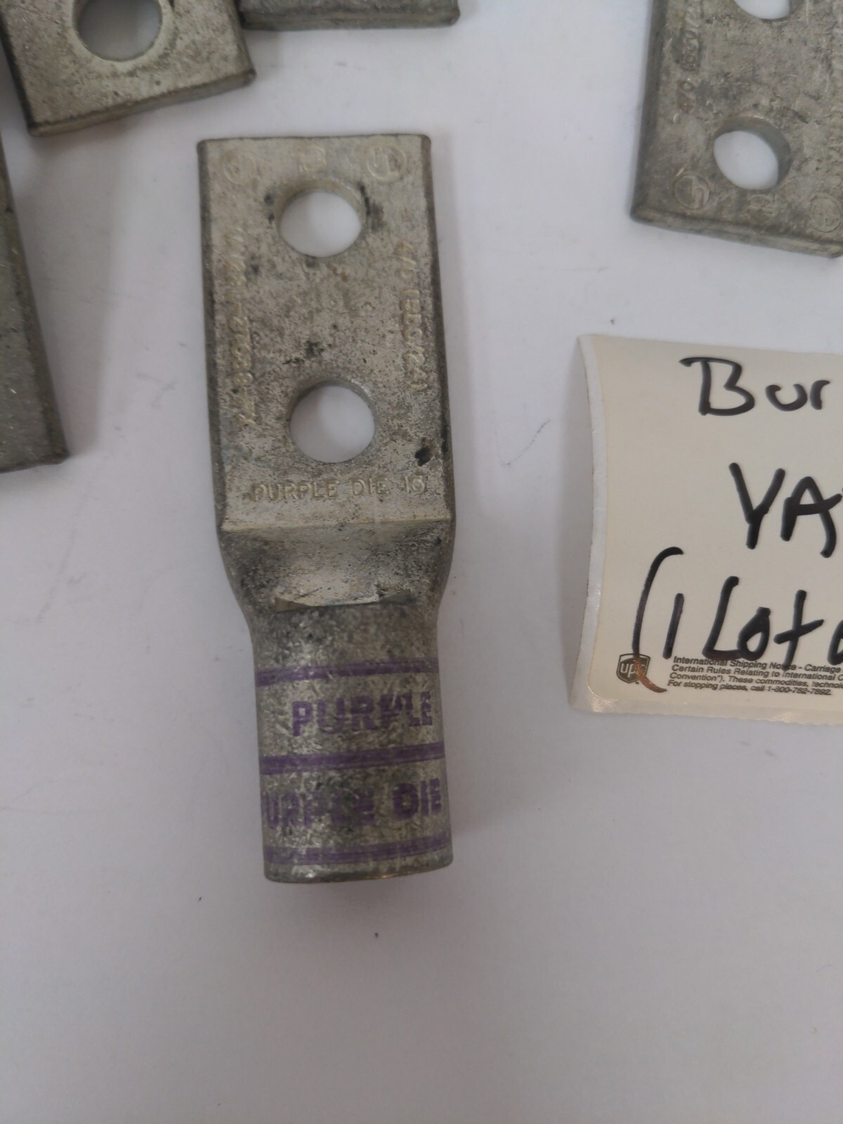BURNDY PURPLE DIE 15 COMPRESSION LUG, YAV28L-2TC38-FX, LOT OF 7