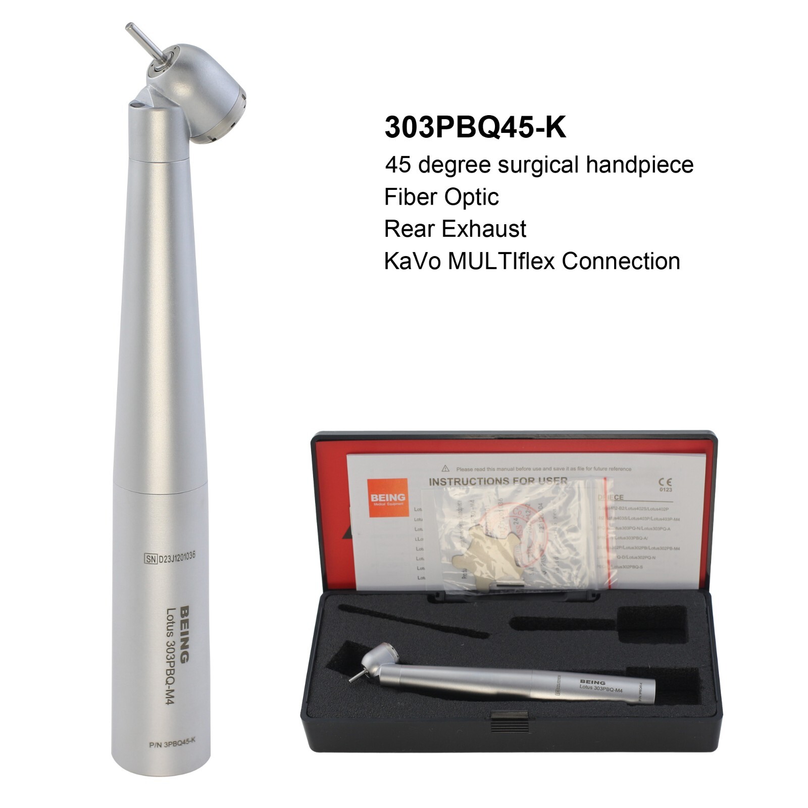 BEING Dental 45 Degree Surgical LED Handpiece High Speed KaVo NSK Coupler 6 Pin