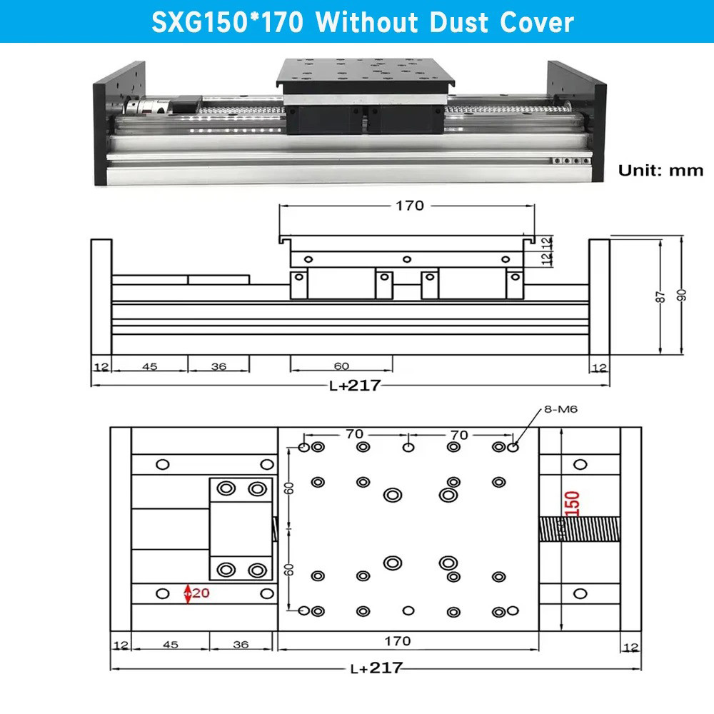 551lbs Heavy Duty Linear Slide Table w/Bellows Cover,Dust Proof CNC Linear Stage