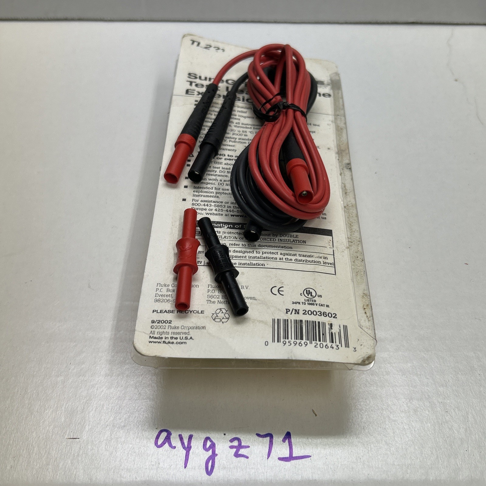 Fluke TL221 Suregrip Test Lead Extenders With Lead Couplers – 1.5 Meters Silcone